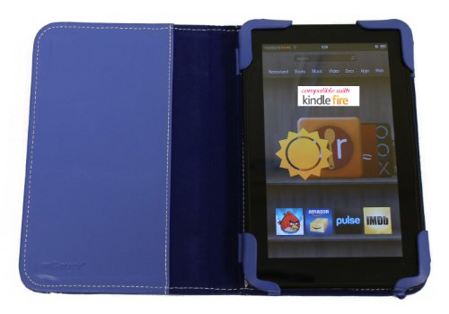 mCover Leather Folio Cover for Amazon Kindle 3 Keyboard Model (Blue)