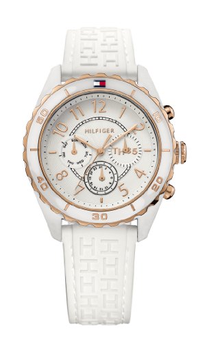 Tommy Hilfiger Women's<span class=hidden_cl>[zasłonięte]</span>17810 Sport White and Rose Gold Plated Silicon Watch