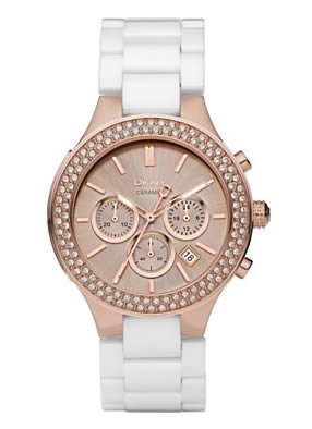 DKNY Ceramic Chronograph Rose-gold-tone Dial Women's watch #NY8261