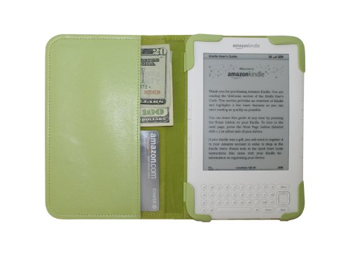 mCover Leather Folio Cover for Amazon Kindle 3 Keyboard Model (Green)