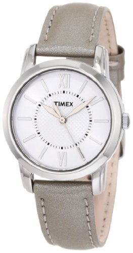 Timex Women's T2N6839J Style Chic Silver Leather Strap Watch