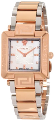Versace Women's 88Q80SD497 S089 Reve Carrè Rose-Gold Plated White Mother-Of-Pearl Diamond Watch