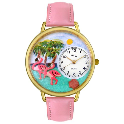 Whimsical Watches Women's G<span class=hidden_cl>[zasłonięte]</span>01500 Flamingo Pink Leather Watch